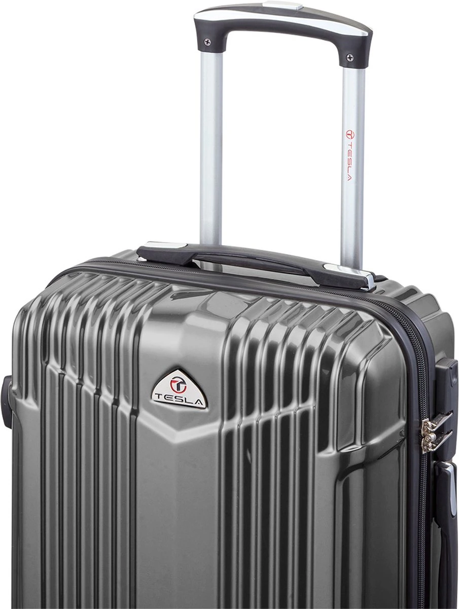 Tesla PC - Handbagage Koffer - 55x35x20 Cm - 4 Wielen - Grijs - Afbeelding 4