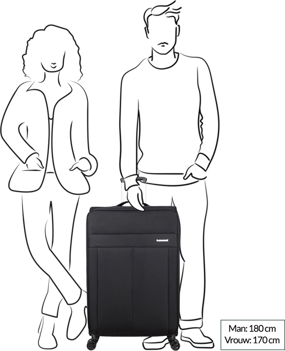 Decent D-Upright Large Koffer - 76 Cm Expandable - TSA Slot - Zwart - Afbeelding 2