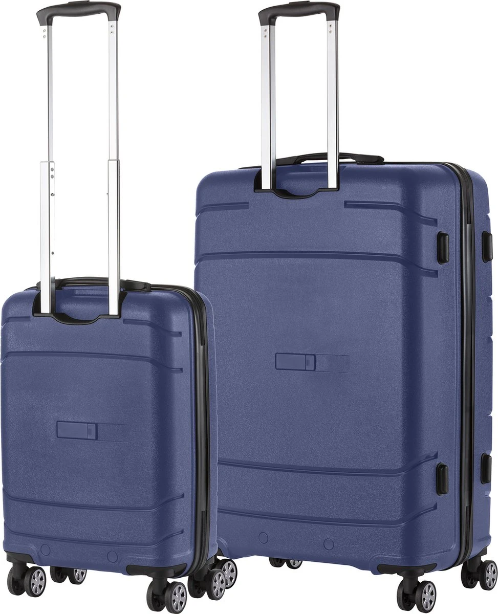 TravelZ Big Bars Kofferset - Trolleyset TSA 2-delig - Handbagage En Groot - Blauw - Afbeelding 2