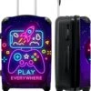 NoBoringSuitcases.com® Koffer Groot - Gaming - Console - Neon - Jongens - Trolley Koffer Met TSA-slot - Met Wielen - 90 Liter - Reiskoffer - 66 Cm